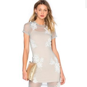 Lovers+Friends Sheer Dusty Blue Bianca dress